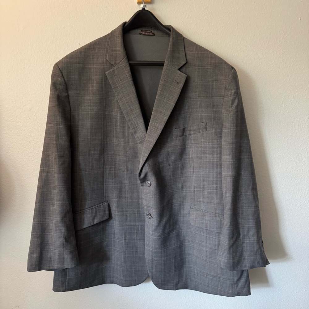 Joseph Abboud Gray Windowpane 2-Piece Suit | Size 54R Jacket, 49W Pants $85